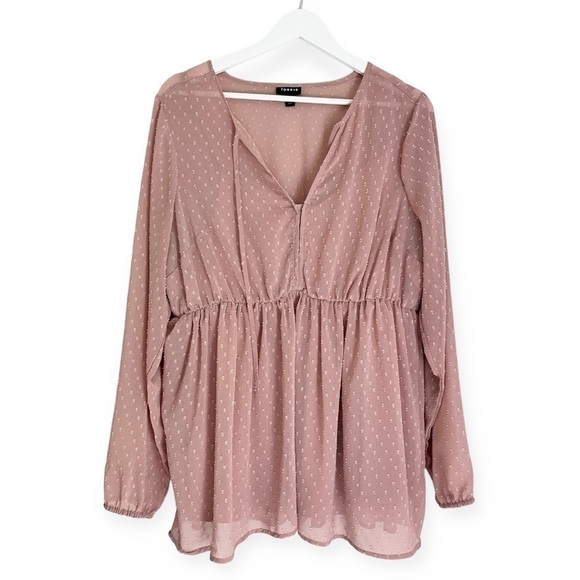 Torrid Women’s Clop Dot Tie Babydoll Top‎ in Blush Pink Size Large 12-14 - Picture 4 of 12